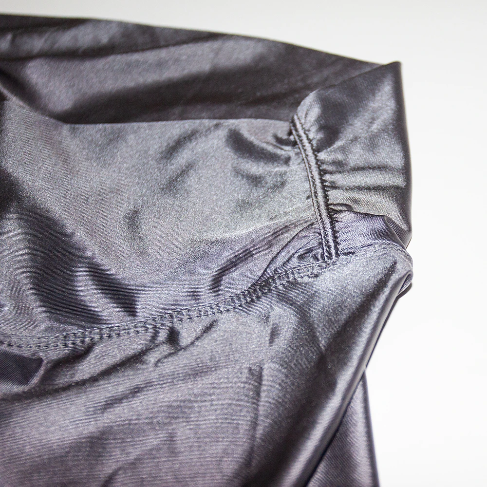 Fermeture éclair Invisible entrejambe ouvert été brillant Ultra-mince voir à travers les pantalons de Yoga taille haute Leggings Sexy pantalons serrés en Satin femmes