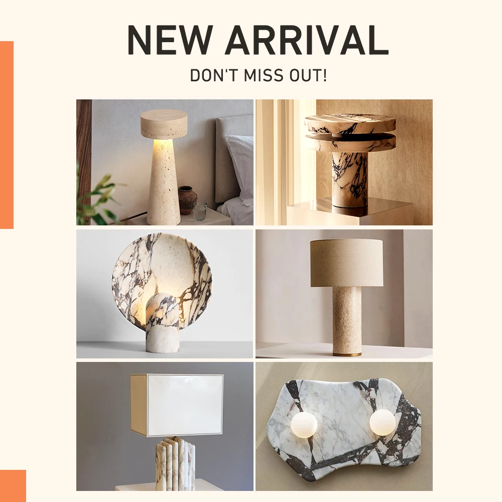 Modern Simple Table Light Decorative Livingroom Restaurant Figured Marble Desk Lamp