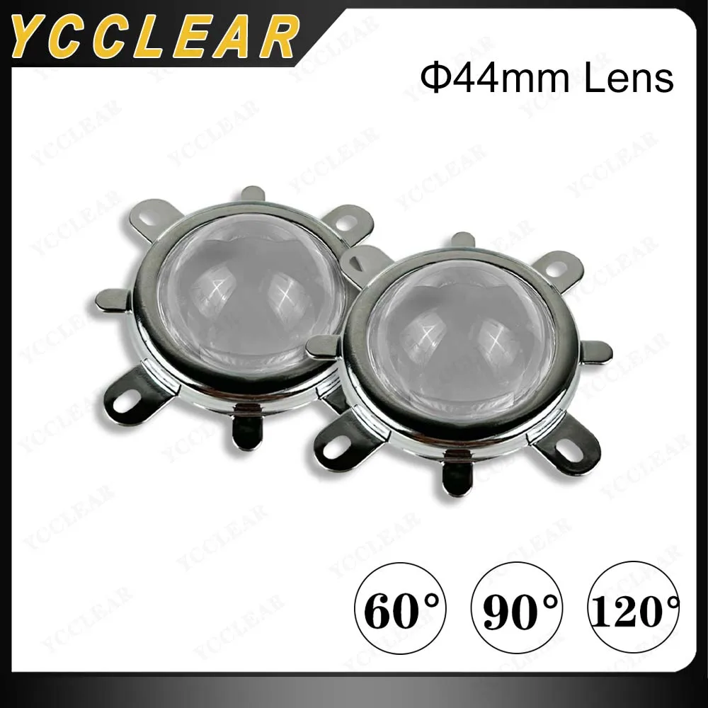 LED Lens 60 90 120 Degrees Optical Glass 44mm + Reflector Collimator + Fixed Bracket For 20W30W 50W100W COB High Power Lamp Bead