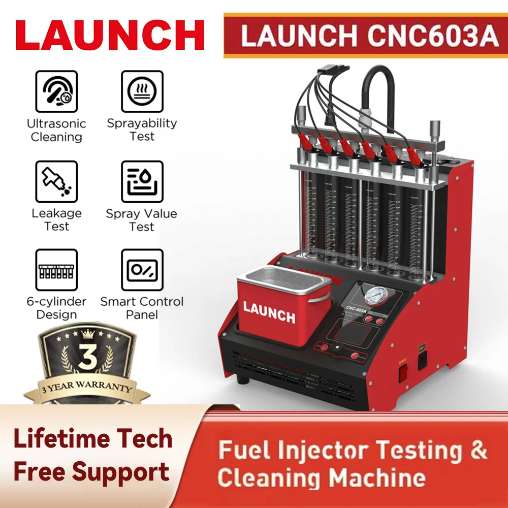 

LAUNCH CNC603A Car Fuel Injector Tester Cleaning Machine 110/220V Injector Cleaner Tester Gasolin e Nozzle 6-Cylinders Machine #