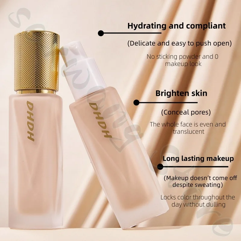 DHDH creamy long-lasting makeup foundation 30ml clear and moisturizing concealer brightens invisible pores and covers spots