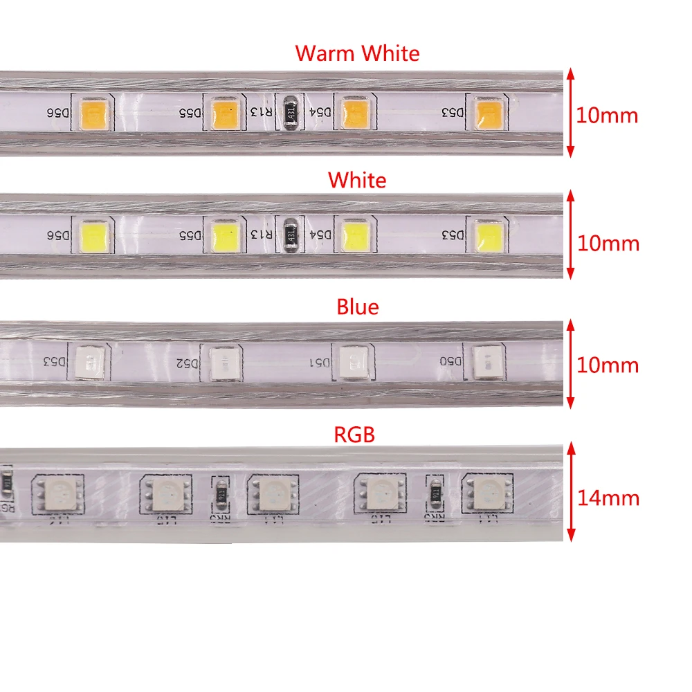 Imagem -06 - Fita de Luz Led Rgb de Alto Brilho Faixa de Luz com Controle Remoto à Prova Dágua Ip67 220v 5050