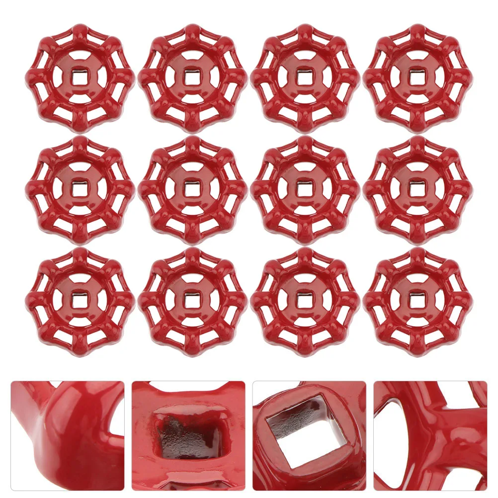 

12pcs Red Metal Gate Ball Handle Water Pipe Fitting Cast Iron Flat Bottom Shutoff Hand Wheel For Fluid Control