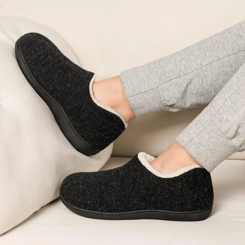 Comwarm - interior loafers for women, winter slippers with memory foam shape, closed back house shoes with non-slip rubber sole