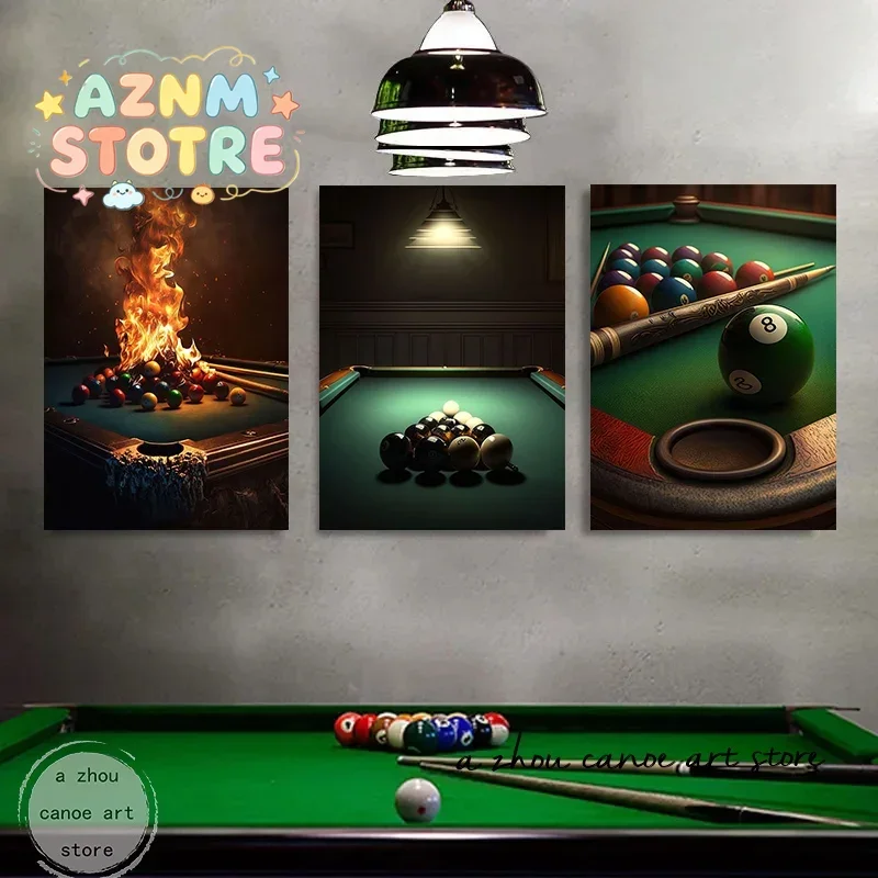Modern Vintage Pop Sports Billiards Balls Snooker Art Poster Canvas Painting Wall Print Picture for Billiard Room Bar Home De