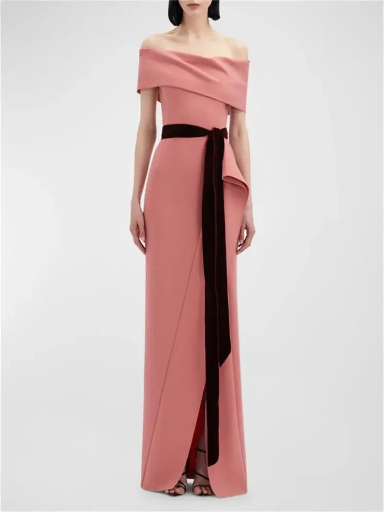 Robe de soirée en Satin pour femmes, personnalisée, épaules dénudées, colonne, élégante, Invisible, fermeture éclair latérale, longueur au sol, 2025