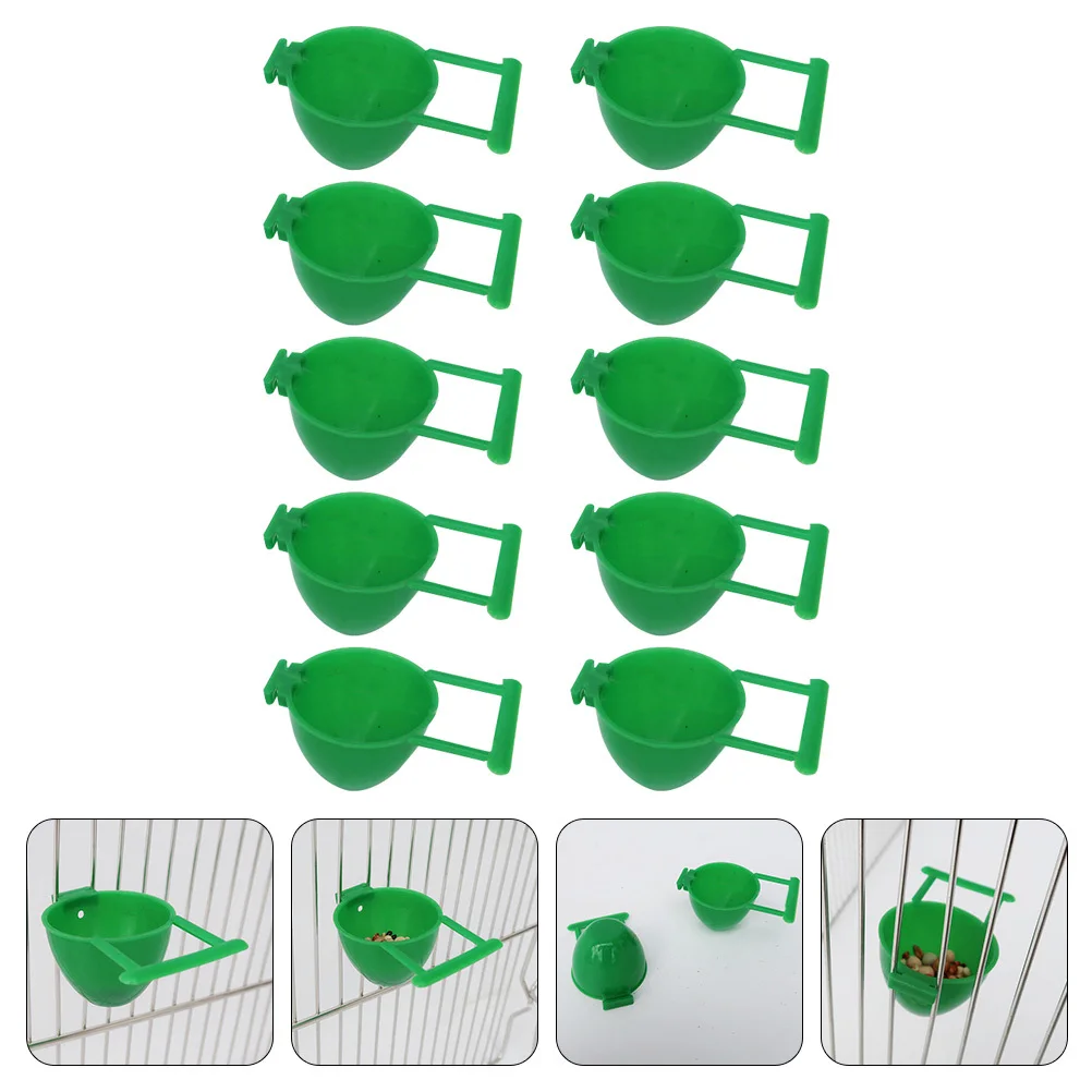 

10Pcs Bird Cage Feeding Bowl Sturdy Parrot Food Container Adjustable Height Easy Installation Birds Food Bowl Parrot Feeder