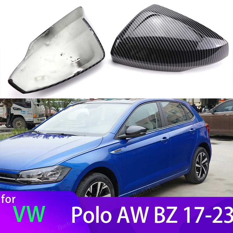 for VW Volkswagen Polo AW BZ 2017-2023 Replacement RearView Mirror Case Cover Carbon fiber pattern or Black