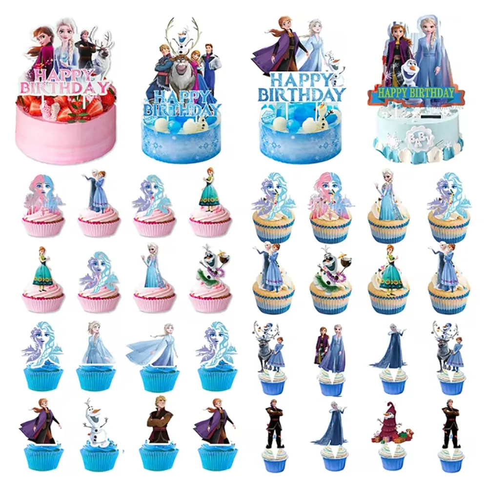 

Elsa Frozen Birthday Decorations Disney Frozen Queen Kids Favors Baby Shower Party Supplies Anna Cake Topper Kit For Cup Cake