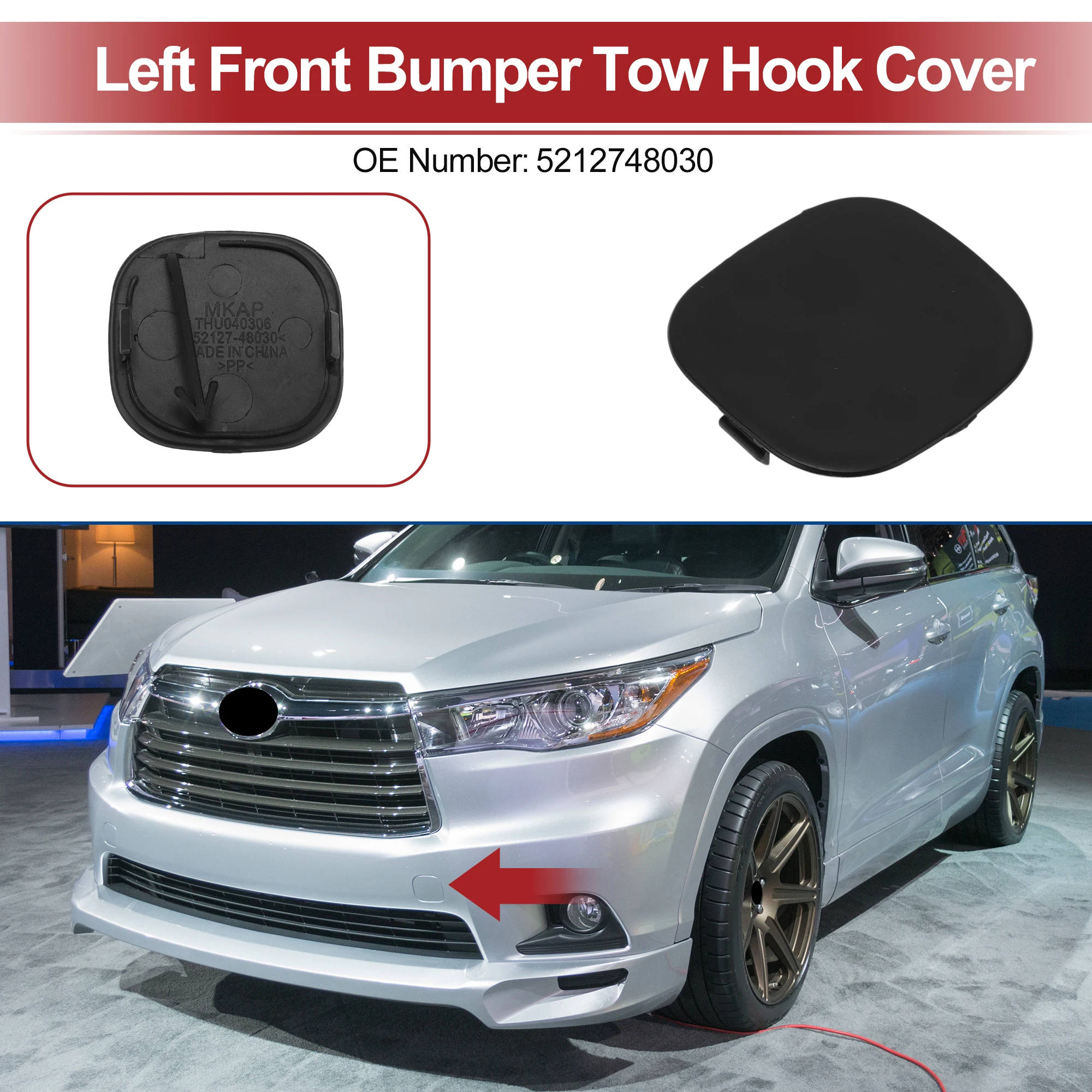 UXCELL Left Front Car Tow Hook Cover Cap for Toyota Prius C Aqua 2012-2014