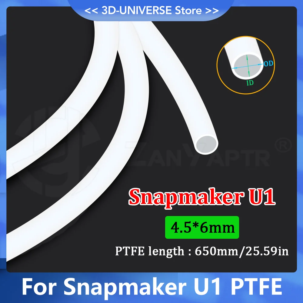 

Teflon PTFE Tube for Snapmaker U1 Filament Tube 4.5x6mm Replacement Part Flexible High Temp Resistant for 3D Printer accessories