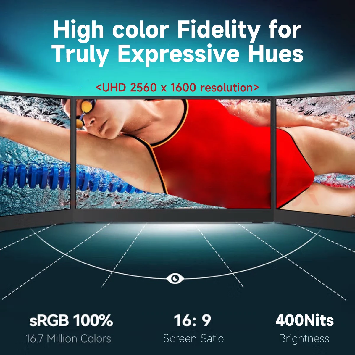 UPERFECT Monitor Gaming Portabel 16 "2K 240Hz Layar QHD 2560X1600 100% DCI-P3 400 Nits Layar Kedua Eksternal untuk Ponsel Laptop