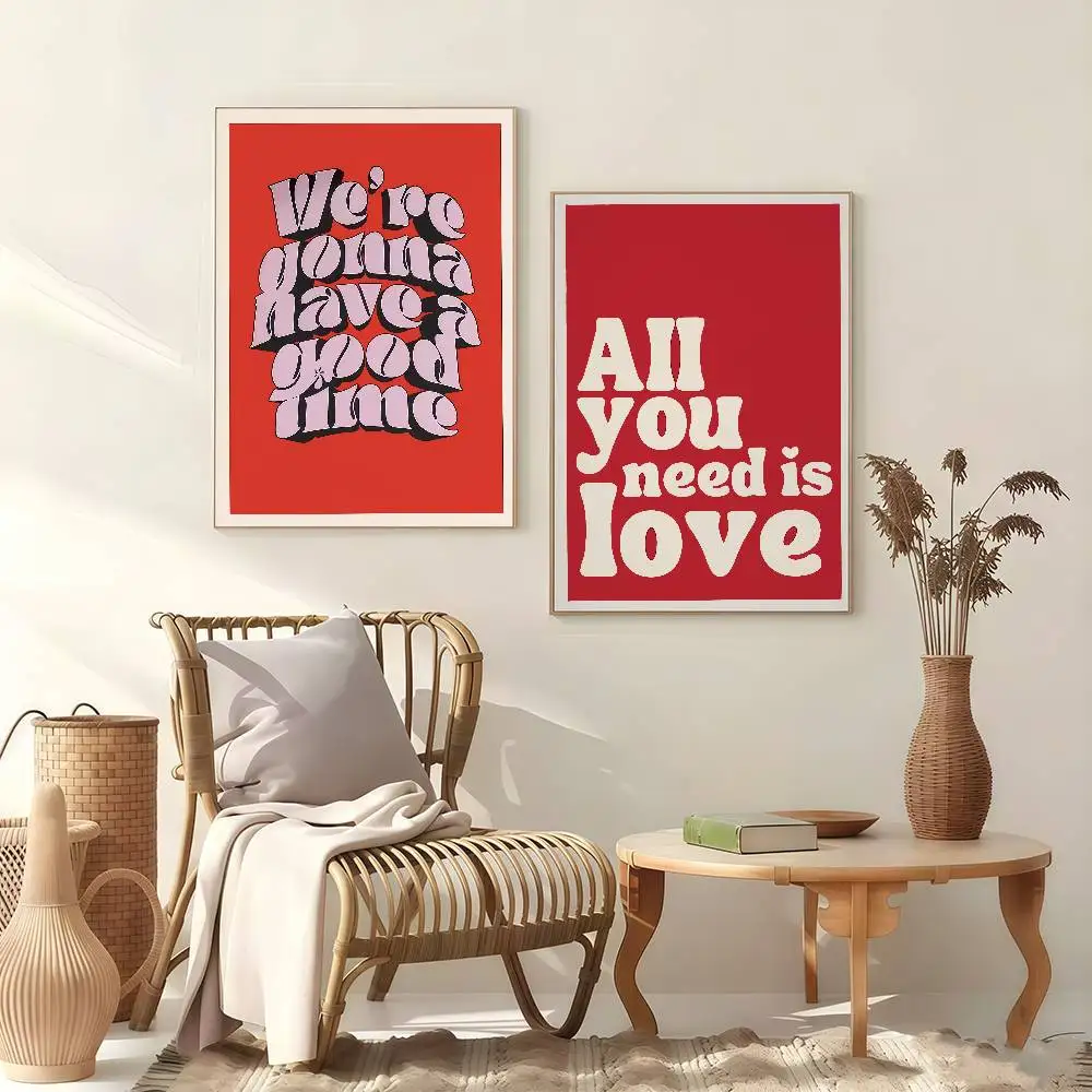 Minimalism Decor Music Posters Love Lyrics Poster Stickers Art Print Retro Vintage Wall Decor HD Living Room Home Gift Occasion