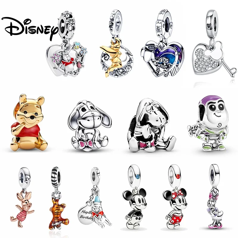 925 الفضة ديزني ميكي ويني ذا بوه WALL-E حلية قلادة صالح للقلادة سوار الأصلي لتقوم بها بنفسك عيد الميلاد المرأة هدية حفلة
