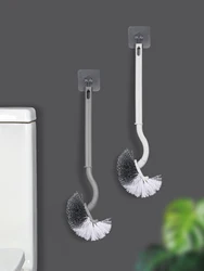 2pcs PP Japanese Style Toilet Brush S-Shaped Elbow White Gray No Dead Angle Soft Fur Toilet Brush Toilet Cleaning Brush Durable