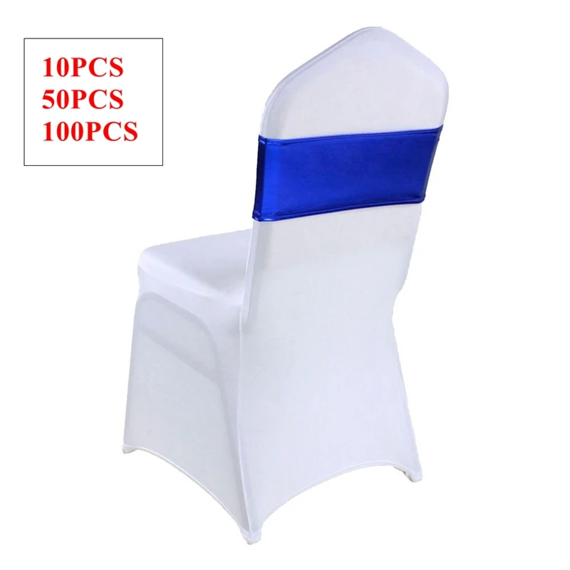 

Royal Blue Bronzing Mettalic Lycra Chair Band Spandex Sash Tie Bow For Chair Cover Wedding Event Christmas Party Decoration