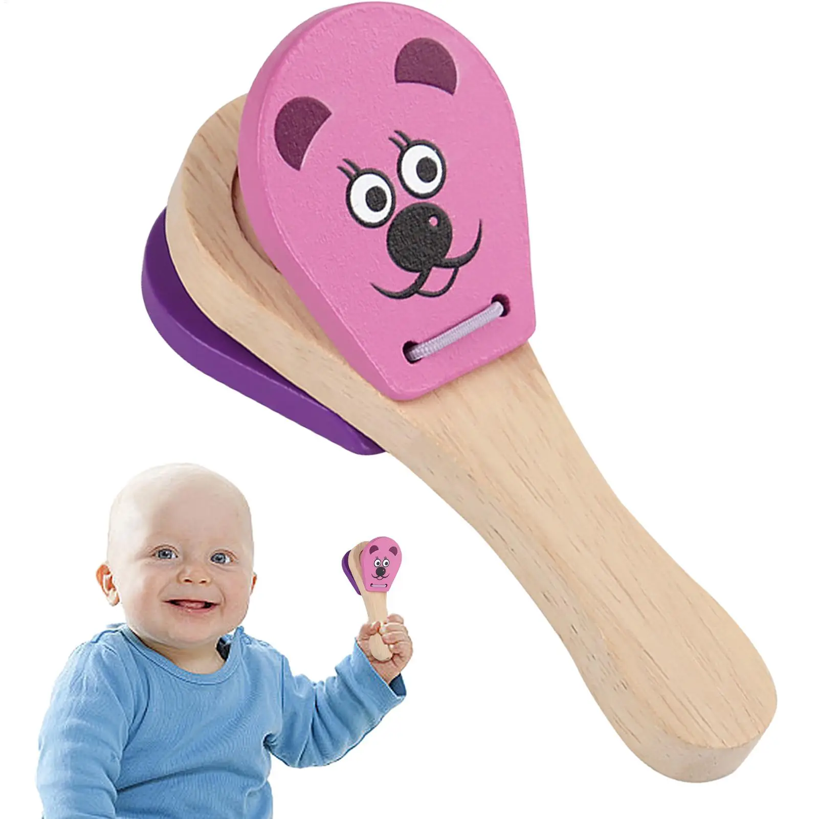 Nacchere a mano Modello animale Mini nacchere Strumento musicale Strumento musicale a percussione Nacchera Giocattolo Batacchio a mano precoce