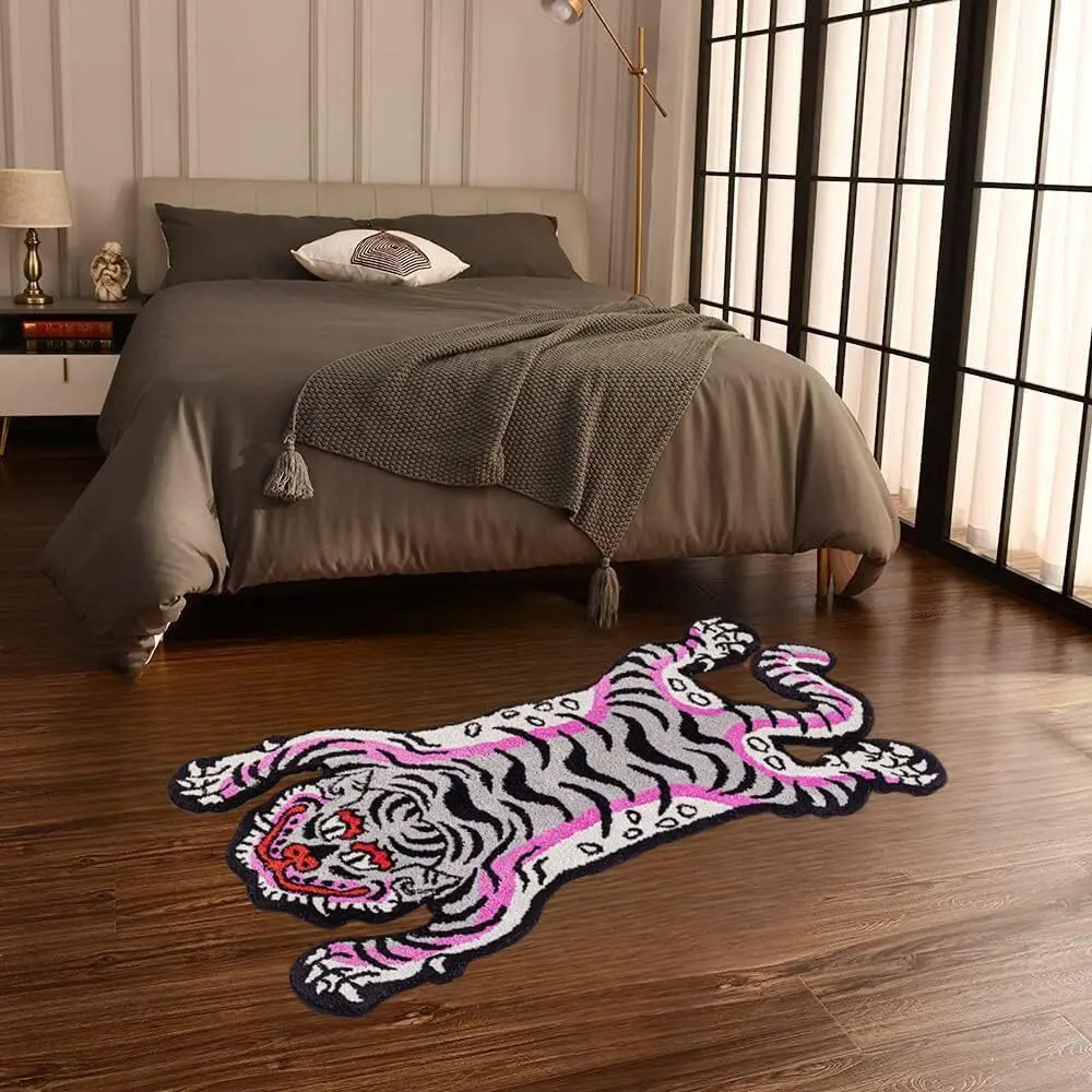 Tiger special-shaped bedside blanket flocked dirt-resistant easy to take care of living room bedroom thickened floor mat