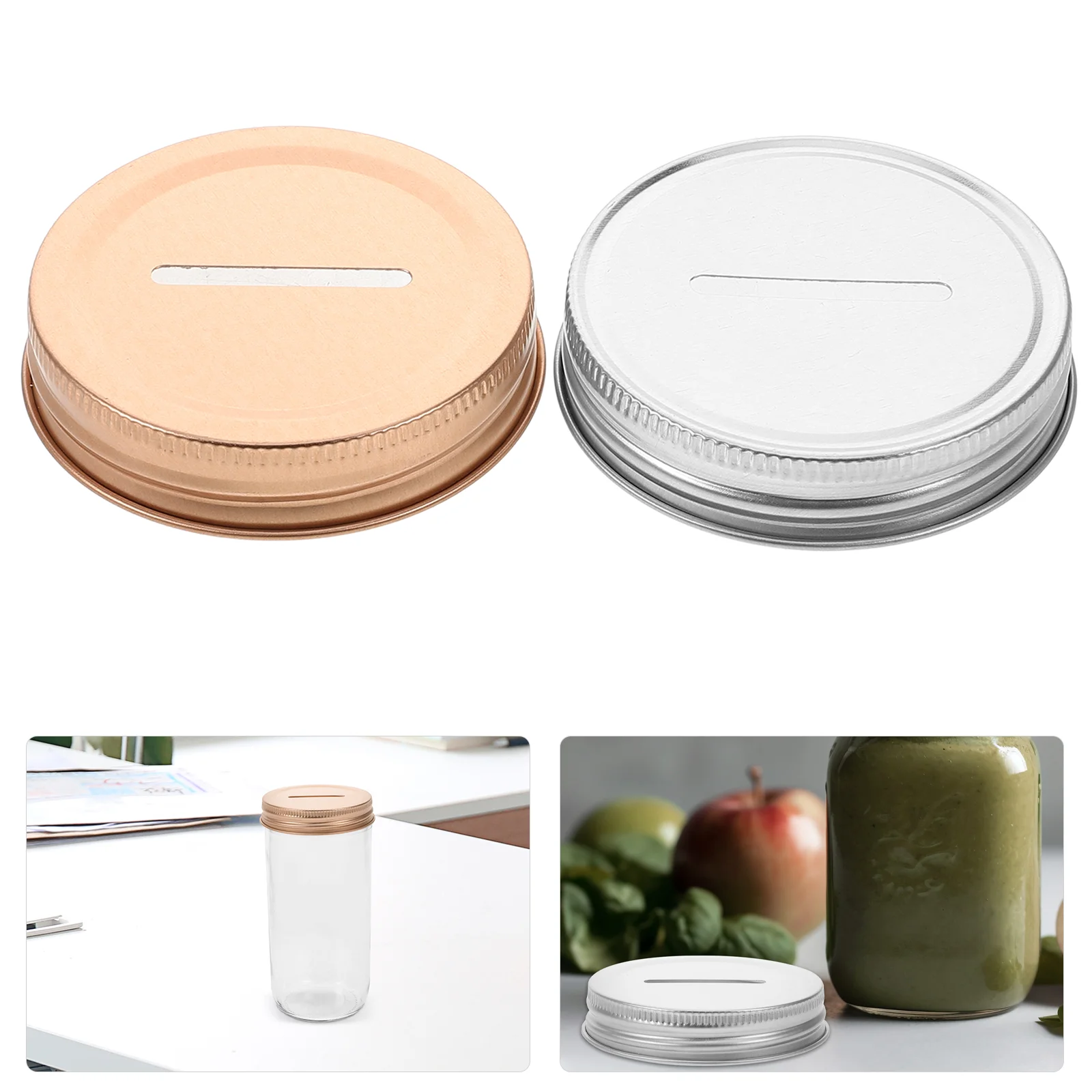 4 PCS Mason Jar Piggy Bank Lid Money Saving Cover Slot Coin Regular Mouth Covers Lids