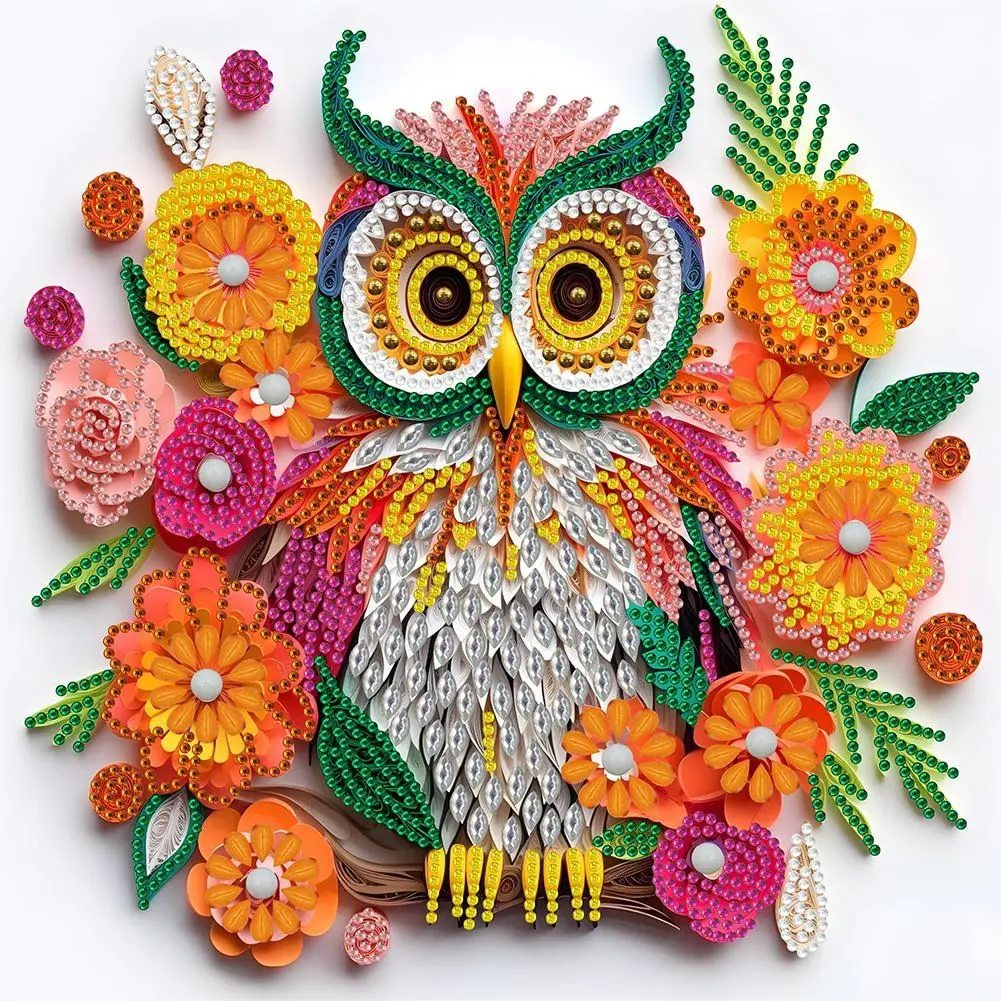 

PhotoCustom Owl Special Shaped Diamond Painting Kits 5d Diy Crystal Rhinestones Diamond Painting For Home Wall Decors 30x30cm