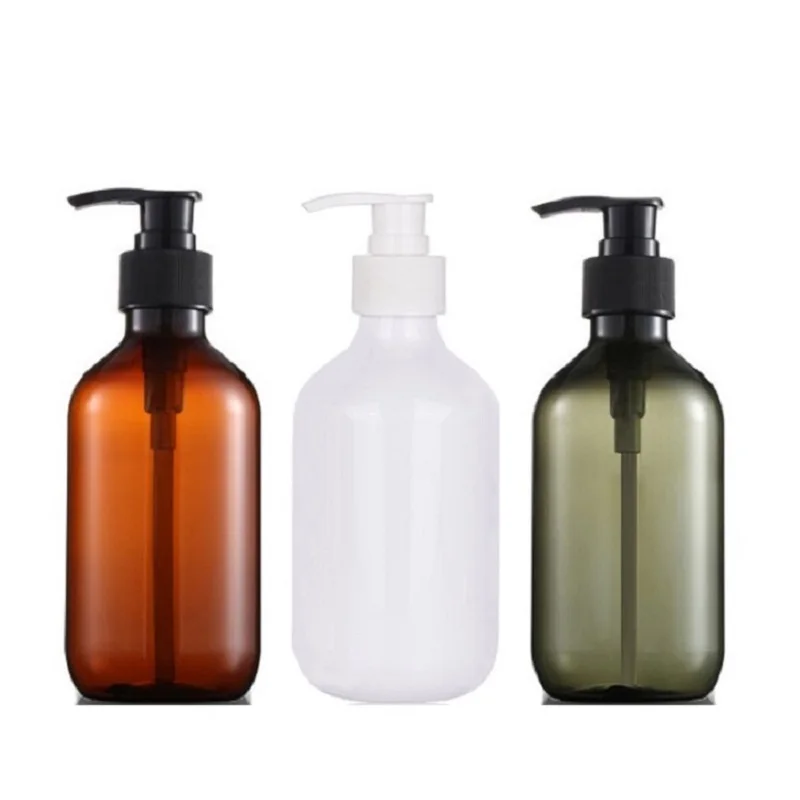 

12Pcs Empty Plastic Lotion Bottles 300ML 500ml Green Brown Cosmetic Packaging Refillable Containers Lash Shampoo Pump Bottle