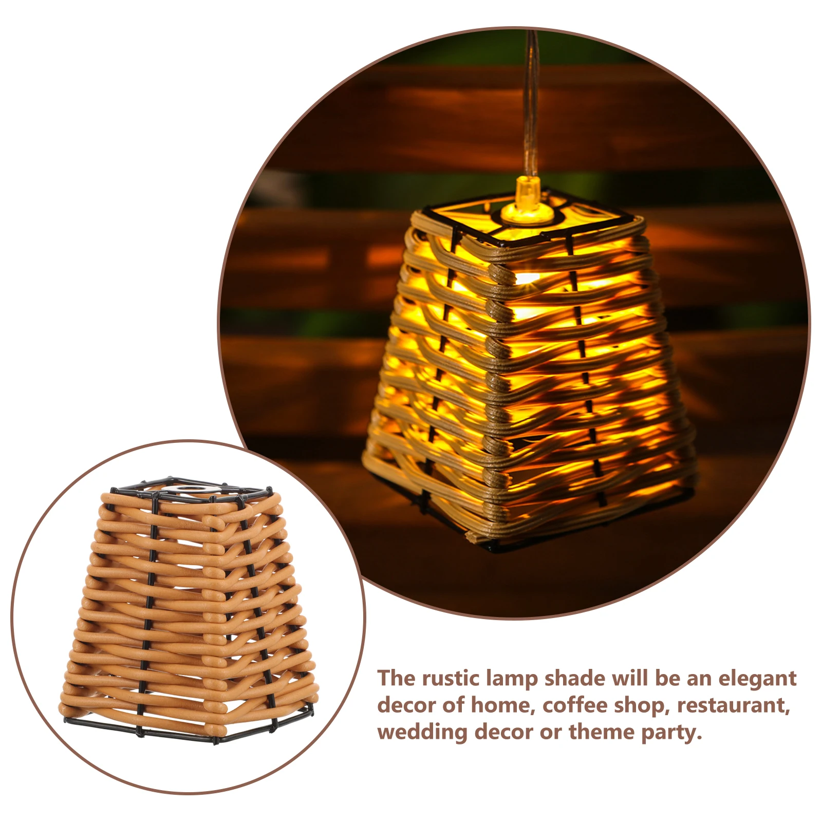

Decorative Woven Lampshade Rattan Pendant Shade for Living Room Bedroom Corridor Stairs Elegant Light Cover Replacement Hotel