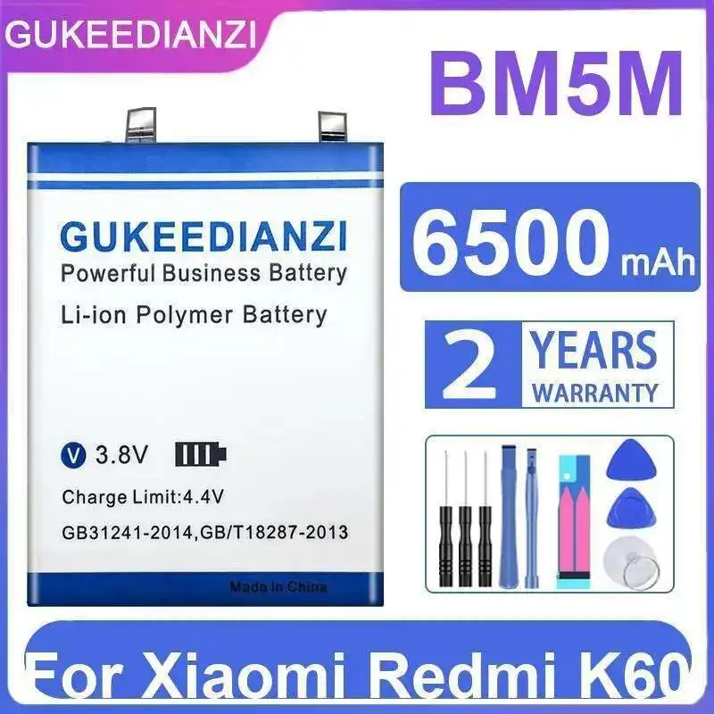 

For Xiaomi Redmi K60 BM5M High Capacity Mobile Phone Battery 6500Mah