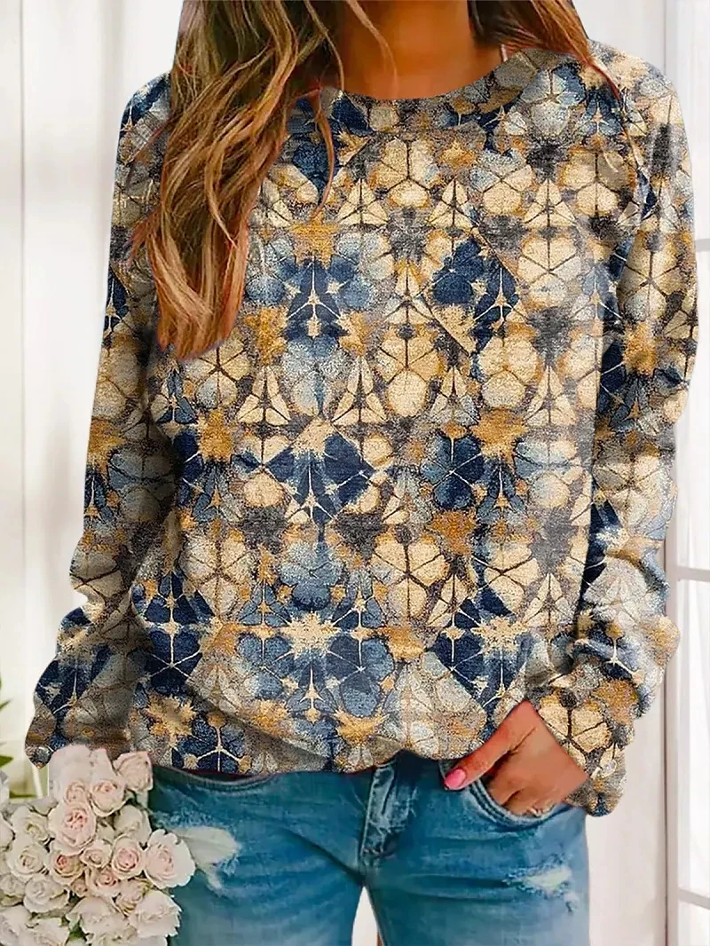 Sudadera con capucha para mujer, Jersey holgado de manga larga y cuello redondo, Estilo Vintage, elegante y moderno, para uso diario y urbano, otoño