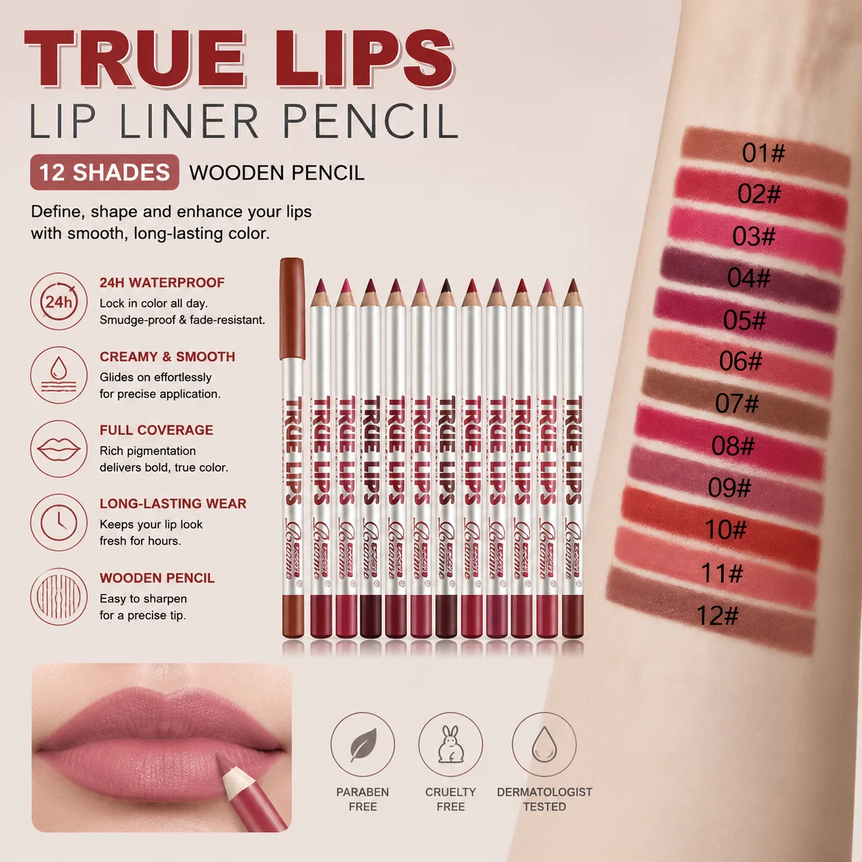 24Color Matte Lip Liner Pencil Set, Long Lasting Waterproof Smooth Lip Liners, Velvet Lip Pencils for Lips Makeup, Nude Red Brown Lip Liner Kit for Women Daily Party Cosmetics