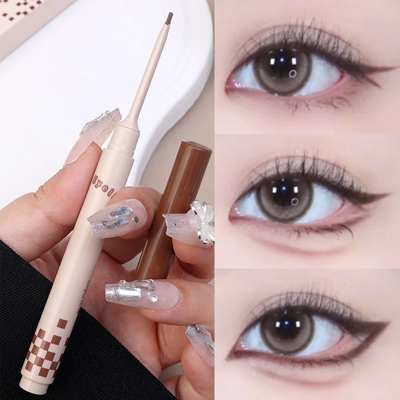 Langdurige Gladde Eyeliner Potlood Waterdicht Sneldrogend, Niet Bloeiend Zwart Bruin Schuine Eyeliner Liggende Zijderuppen Cosmetica