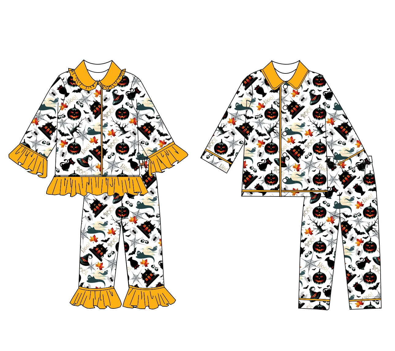 

Бутик модных детских пижам на Хэллоуин, комплекты детской одежды с призраками, детское спальное место с длинными рукавами