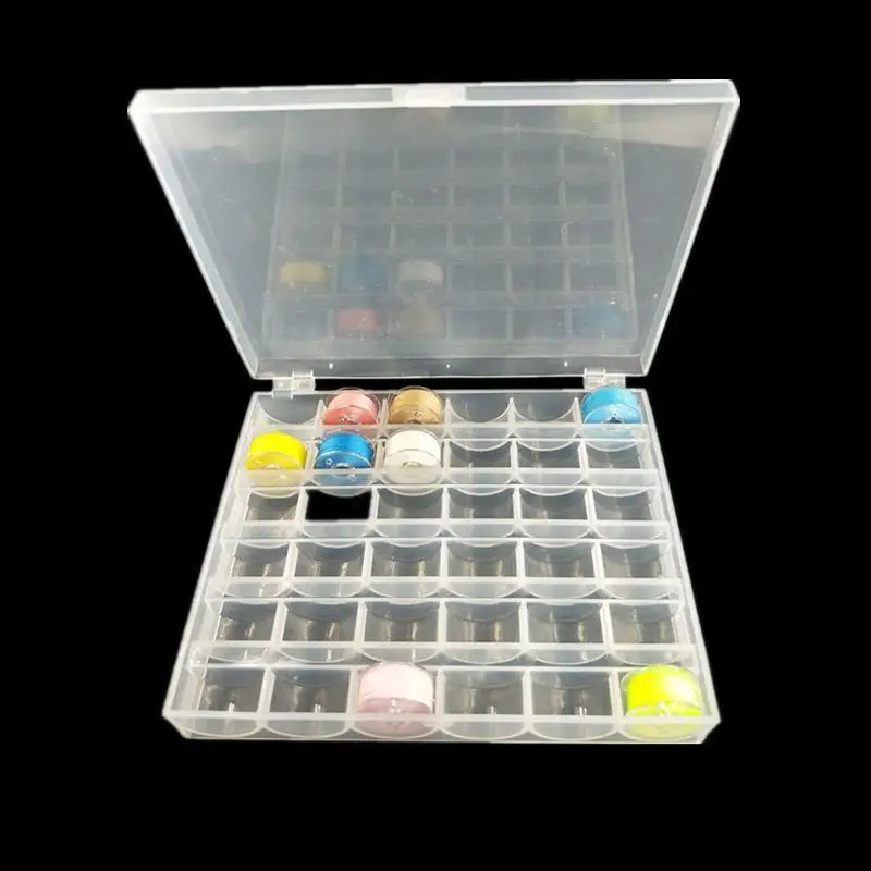 Grids Transparent Plastic Bobbin Storage Box Sewing Thread Bobbin Case For Colorful Plastic Bobbins For Home Sewing Machines 36