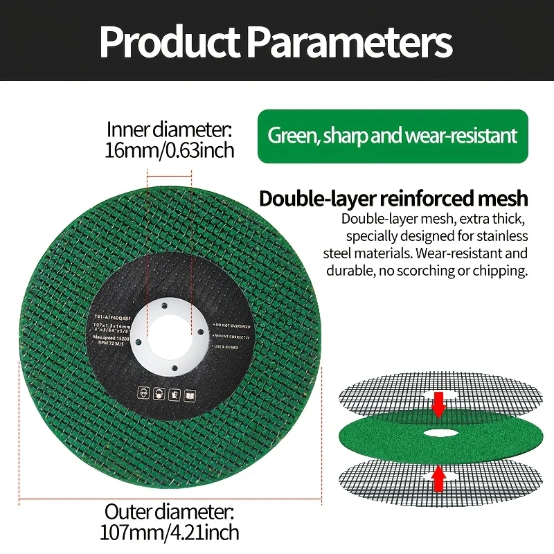 Metal Stainless Steel Cutting Disc, Grinding Wheel Disc, High-Quality Resin Ultra-Thin Double Mesh Structure, Sharp and Wear-Resistant for Fast Cutting, Circular Saw Blade, Resin Cutting Disc