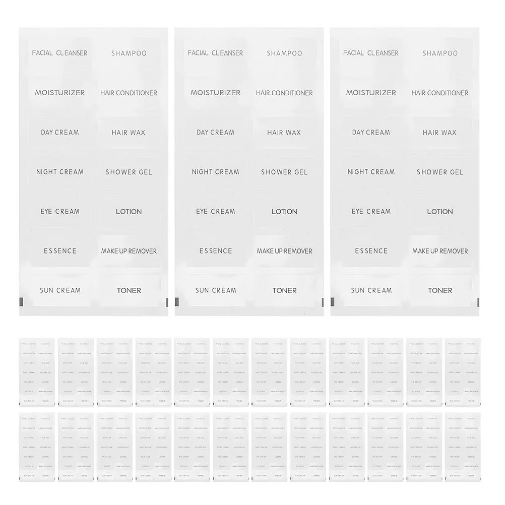 20 Sheets Travel Toiletry Labels Clear Bathroom Stickers for Shampoo Conditioner Bottle Organization Travel Size Bottle