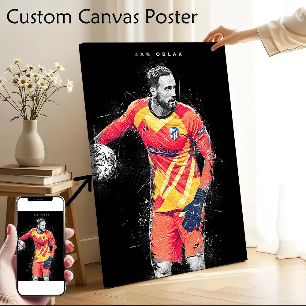 Póster artístico de Jan Oblak en lienzo, impresión de fotos personalizada, pintura moderna para fanáticos, decoraciones para sala de estar, accesorios de decoración del hogar, arte