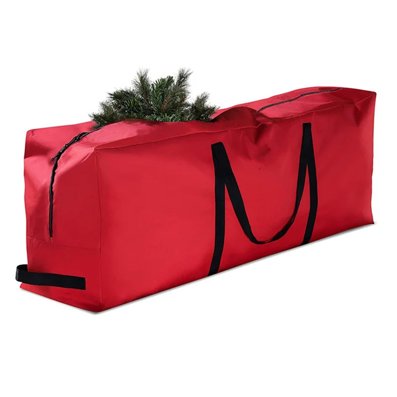 Tas Pohon Natal Tas Penyimpanan Natal Lipat Kain Oxford untuk Menyimpan Peralatan Natal Persegi Panjang Merah