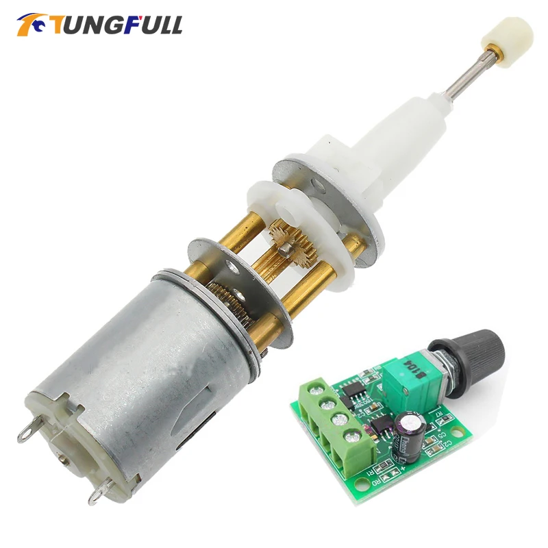 

DC Micro Gear Motor 3V 6V Rotary Telescopic Reciprocating Moter Push Worm Cyclotron Thrust Electric Motor + PWM Speed Controller