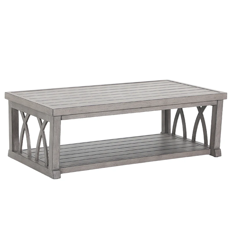 

Lightweight aluminum double storage table with modern rectangular coffee/coffee table