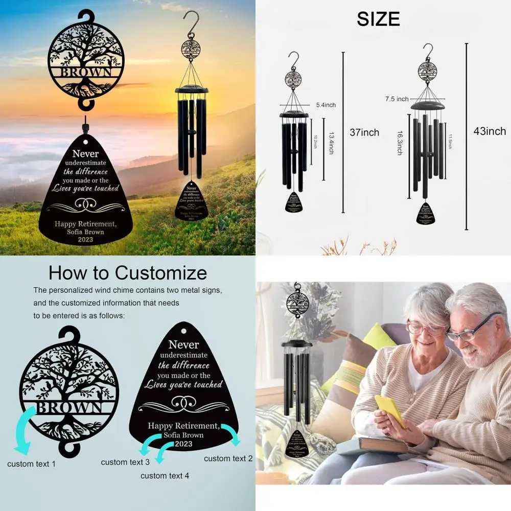 

elegant 37" custom tree of life wind chime - perfect retirement gift