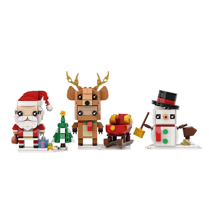 Gobricks moc natal papai noel blocos de construção boneco de neve figura igreja árvore veados mini tijolos brinquedos para crianças presentes natal