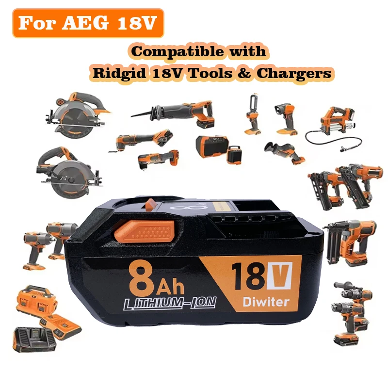 

For Ridge 18V Lithium Battery Compatible with RIDGID Replacement Battery R840087/AC840085 Universal for Drill and Hammer