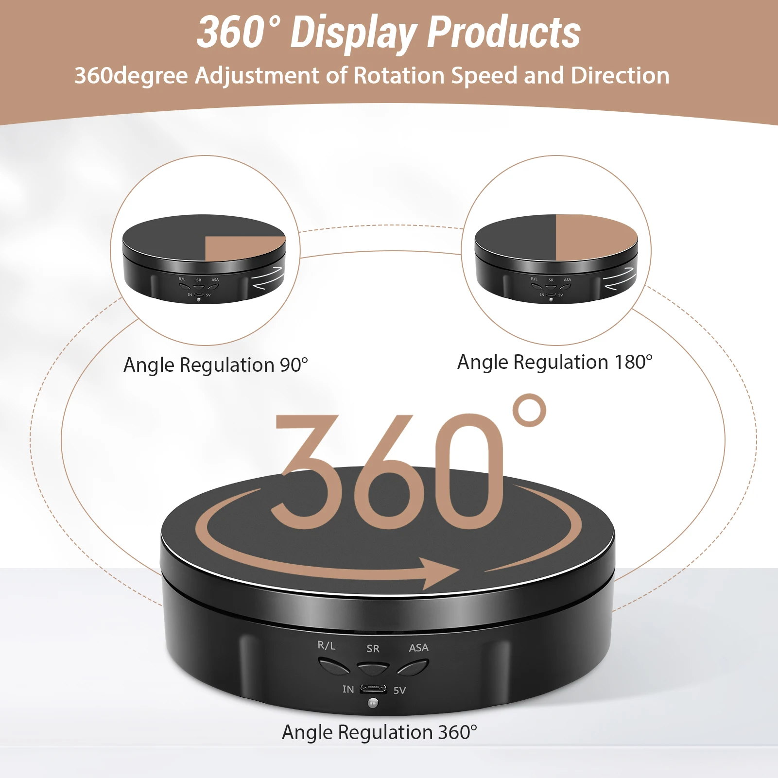 Afbeelding 4: Elektrisch roterende draaitafel, 360 graden, batterij, USB-voeding, fotografieproductshows, belasting 5 kg