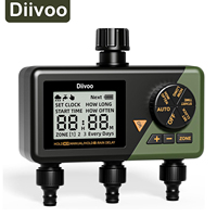 Diivoo Garden Watering Timer for Irrigation Digital Irrigation Sprinkler Timer 3 Zone With Rain Delay/Auto&Manual Mode for Lawn