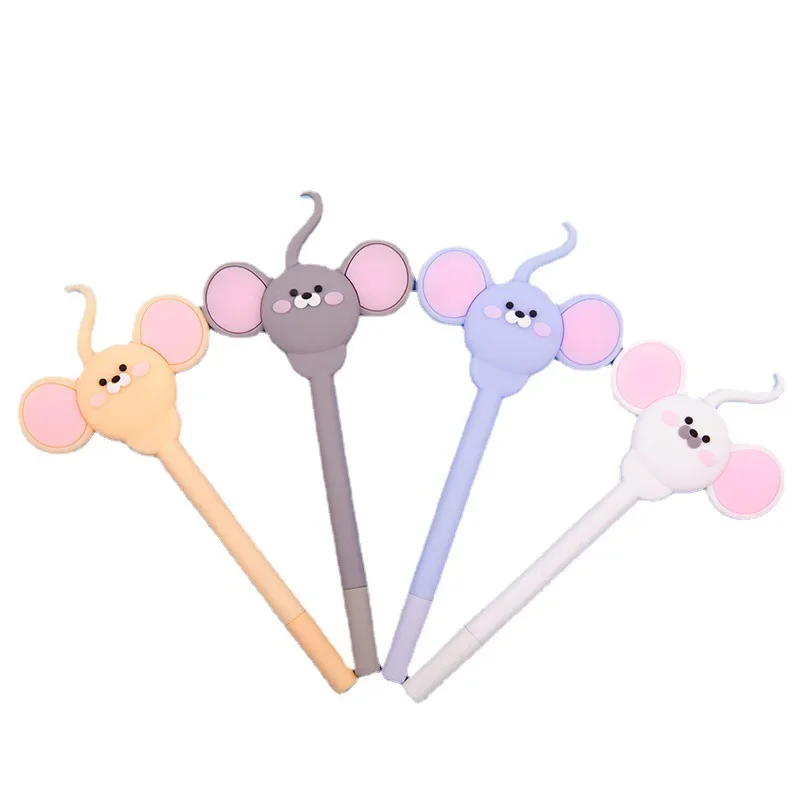 48PCS Cute Cartoon Soft Silicone Neutral Pen Creative Student Water Pen Stationery Big Ear Mouse Signature Pen