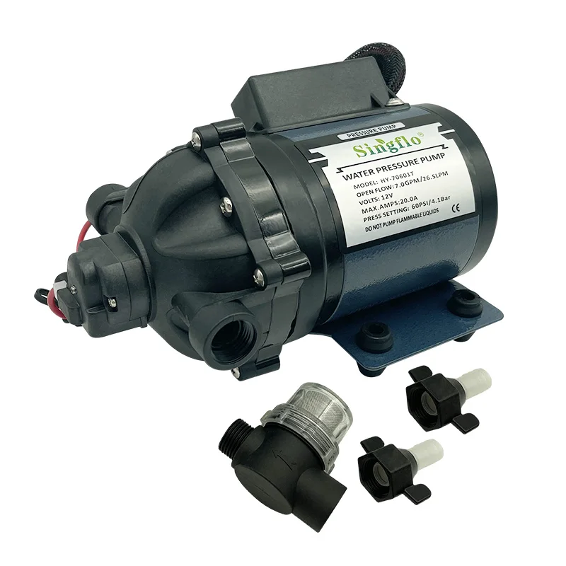 7GPM Water Pump 60PSI HY-70601T Agriculture Diaphragm Pumps 12VDC Small Electric Motor Water Pump