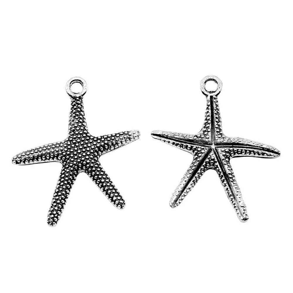 

100pcs/lot Jewelry Accessory Retro Alloy Starfish Shaped DIY Charms Pendants