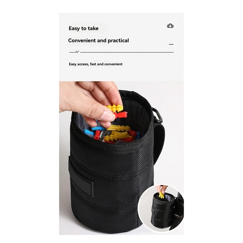 FULL-Nail Screw Storage Bag With Buckle Hanging Waist Nail Bucket Multifunctional Nail Waist Pack Nail Hanging Waist Kit