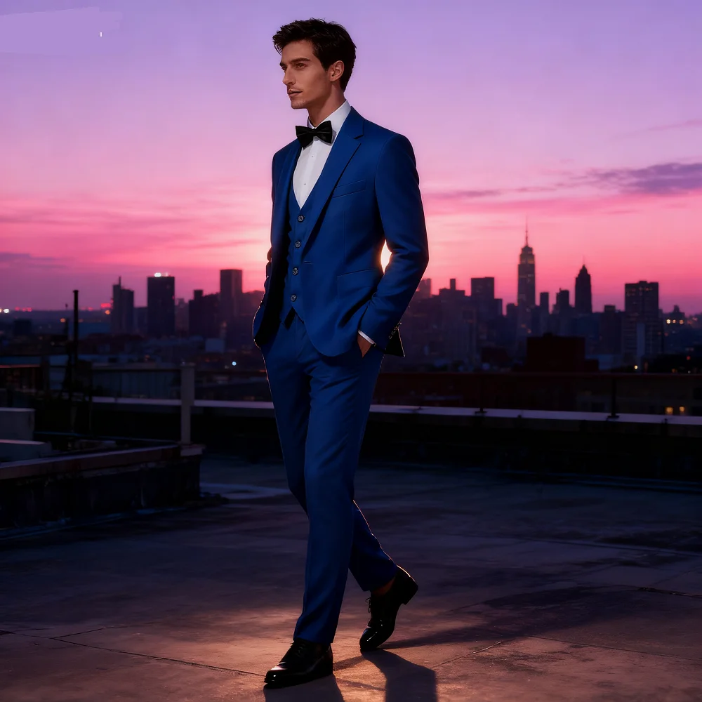 

Изумрудно-зеленый приталенный мужской костюм из трех предметов - высококачественная модная мужская официальная одежда для вечеринок с курткой, жилетом, брюками