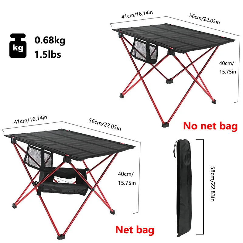 Portable Foldable Table Camping Outdoor Furniture Tables +Storage Pocket Picnic Aluminium Alloy Ultra Light Folding Desk