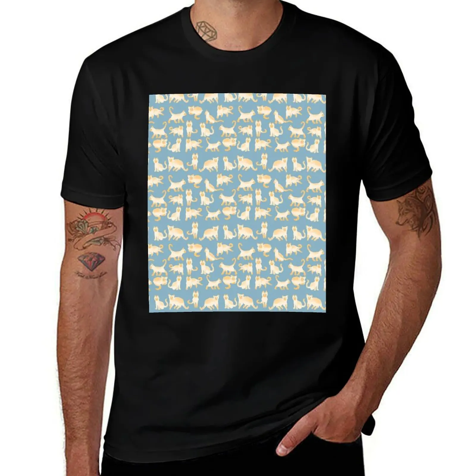 Flame Point Siamese Abstract Pattern T-Shirt Minimalist Graphic Tee Shirt T-Shirt
